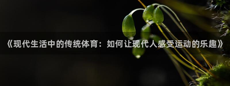 尊龙官方正版app娱乐网站：《现代生活中的传统体育：